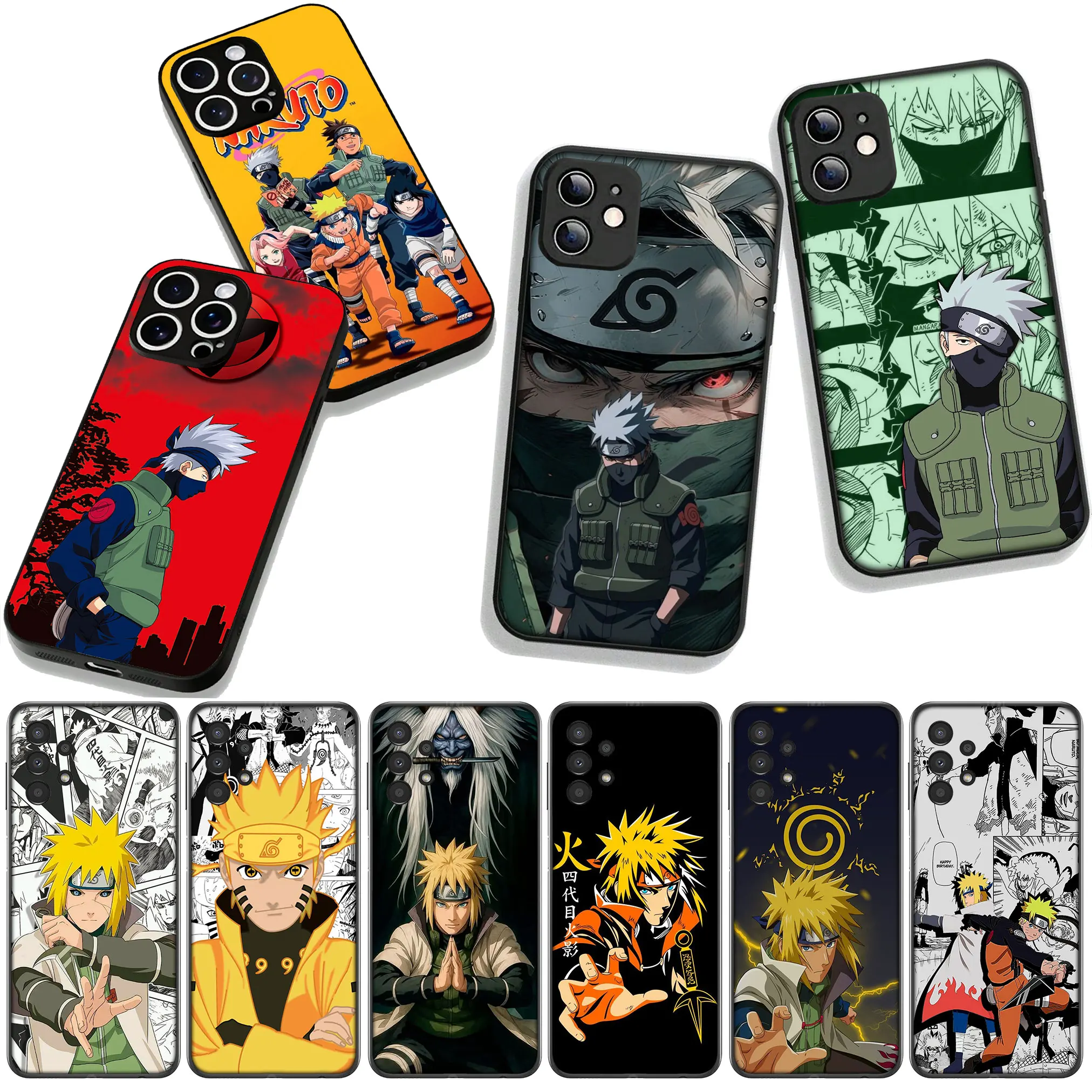 Naruto Themed Phone Case Featuring Namikaze Minato and Kakashi
