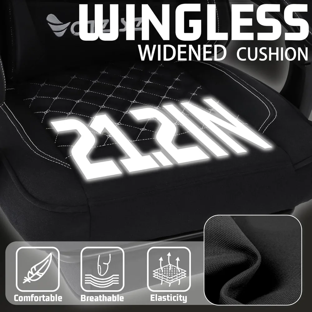 Gaming Chair, Computer Chair Fabric with Pocket Spring Cushion, Office Chair with Footrest and Massage Lumbar Support 5
