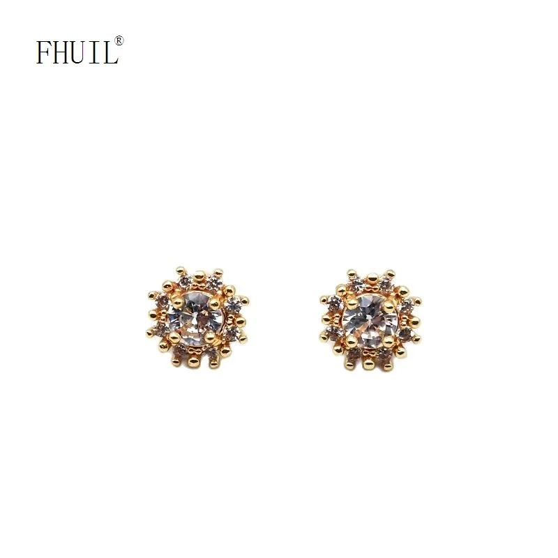 

Luxurious Glitter Zircon Stud Earrings For Women Girl Fashion Jewelry Wedding Earrings 925 Silver Needle Gold Color Piercing