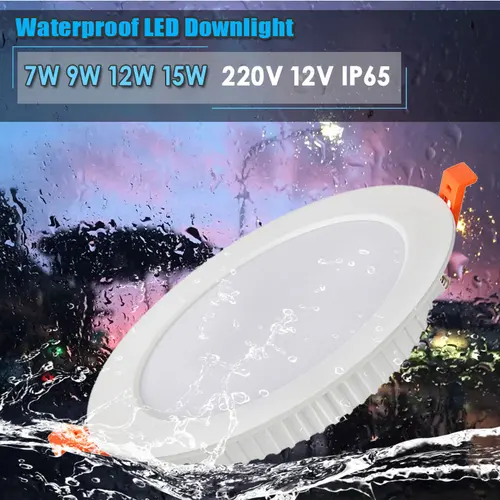 LED 방수 통 밝기 조절 IP65 주방 220V 12V 7W 9W 12W 15W, 욕실 화장실 처마 흰색 천장 램프 스포트 라이트 2