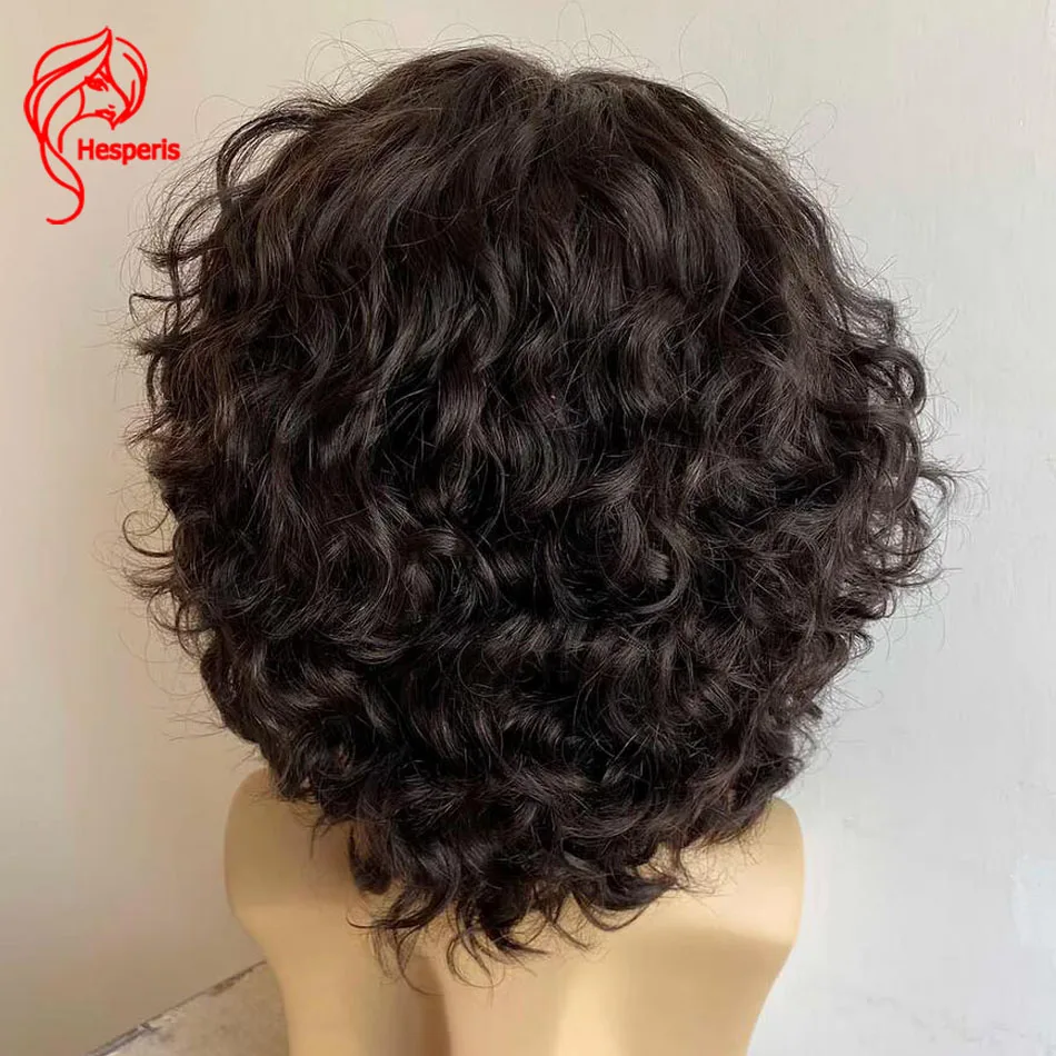 헤스페리스 남성용 레이스 프론트 가발 인모 곱슬머리 숏 스타일 앞머리 포함 13x6 딥 파트 남성 헤어피스 인모 가발 앞머리 포함