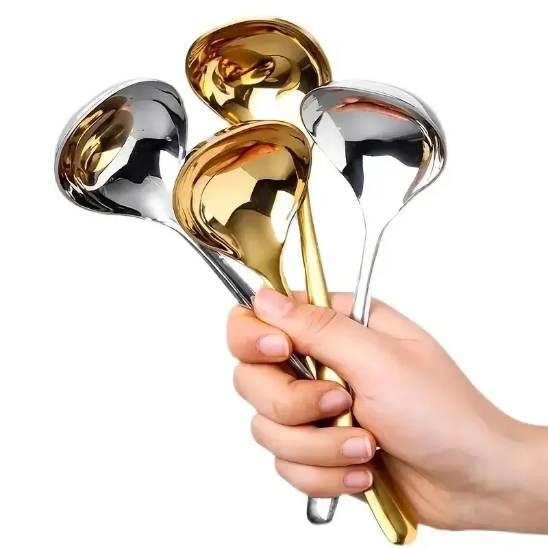 1Pc Stainless Steel Thickening Spoon Creative Long Handle Hotel Hot Pot Spoon Soup Ladle Home Kitchen Essential Tools Soup stainless steel spoon soup spoon