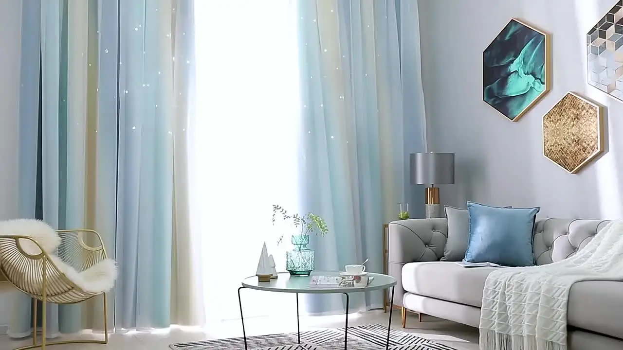 Tende oscuranti color arcobaleno sfumate per camera da letto e