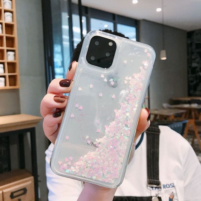 Quicksand Cover for iPhone 13 12 11 Pro Max Liquid Hard Phone Shell for iPhone 6 6S 7 8 Plus X XR XS Cute Apps Icon Case