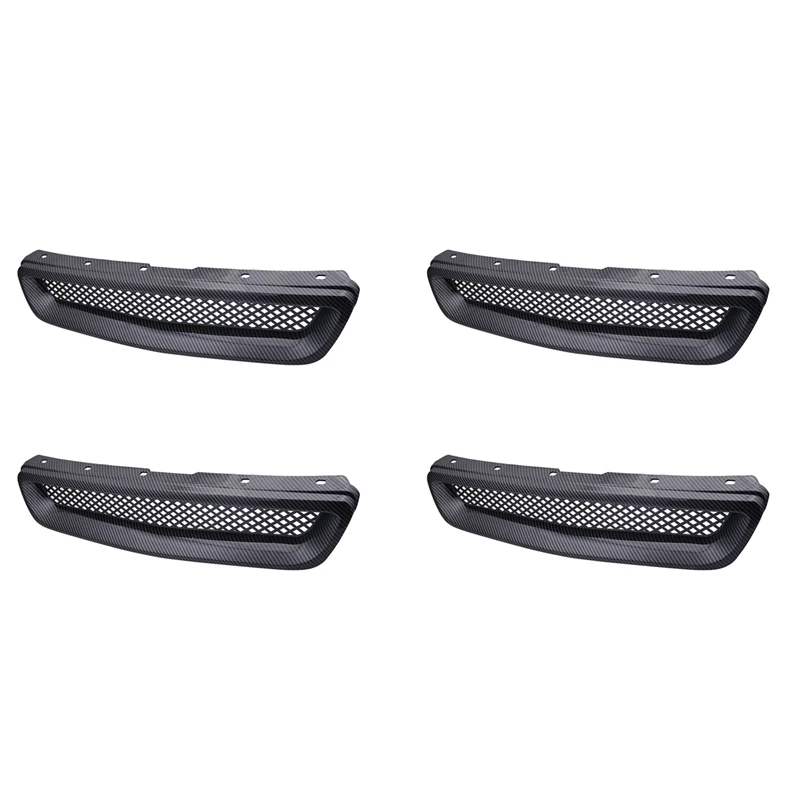 

4X Car Carbon Fiber Mesh ABS Front Hood Grille Grill For 96-98 Honda Civic EJ/EK JDM Type R