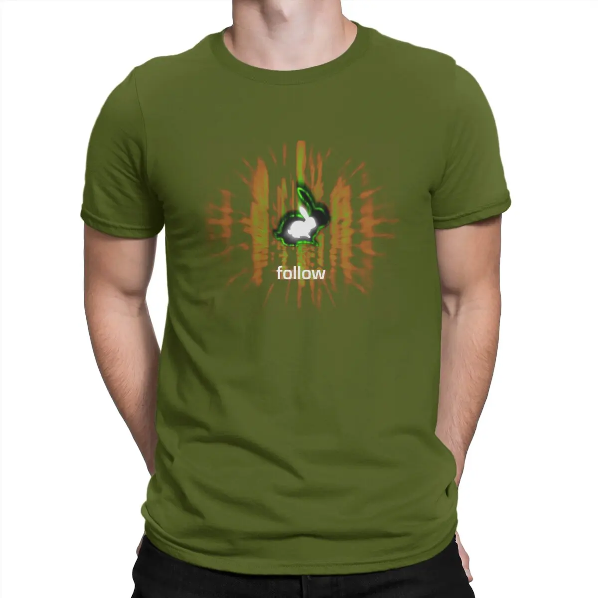 thumbnail image 1 of Camiseta de conejo blanco para hombre, The Matrix, de algodón puro, divertida, de manga corta y cuello redondo, para verano., 1 of 7