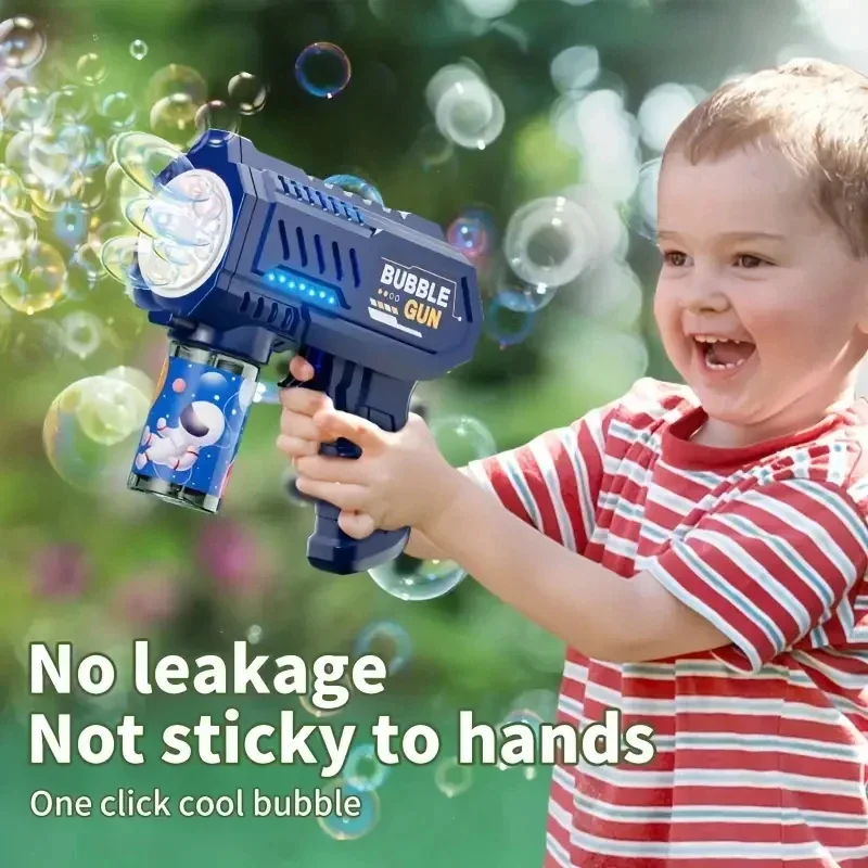 Kids 10 Holes Electric Bubble Gun Automatic Soap Blower With Light Summer Outdoor Party Games Bubbles Machine For Boys Girls 3