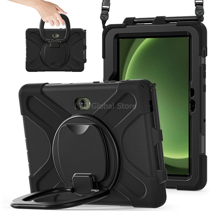 Rugged 360° Rotating Kickstand Tablet Case with Built-in Holder