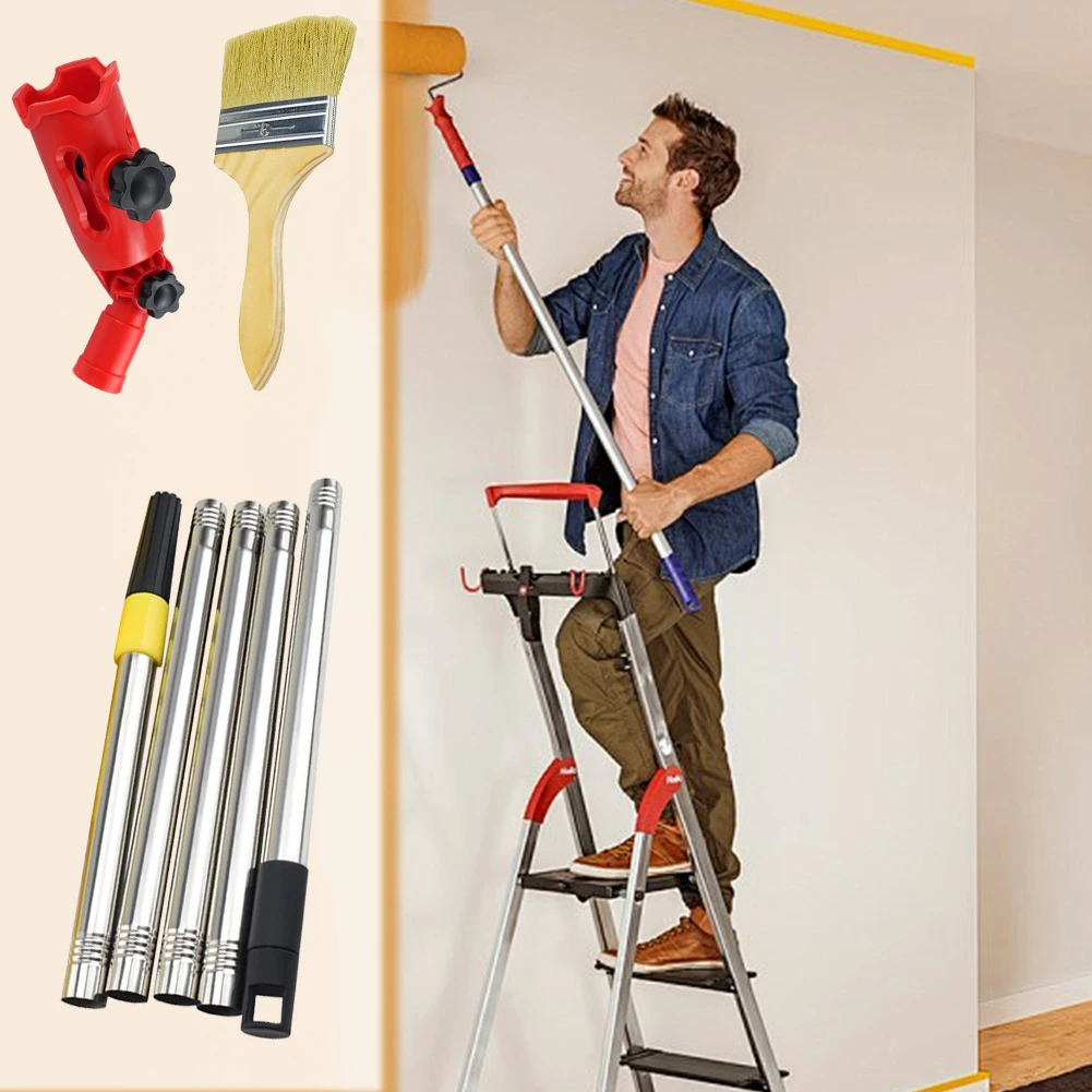 Multi-Angle Paint Brush Extender 1.4M Rod Extension Handle Detachable Retractable Paint Roller Extension Pole Telescopic Rod