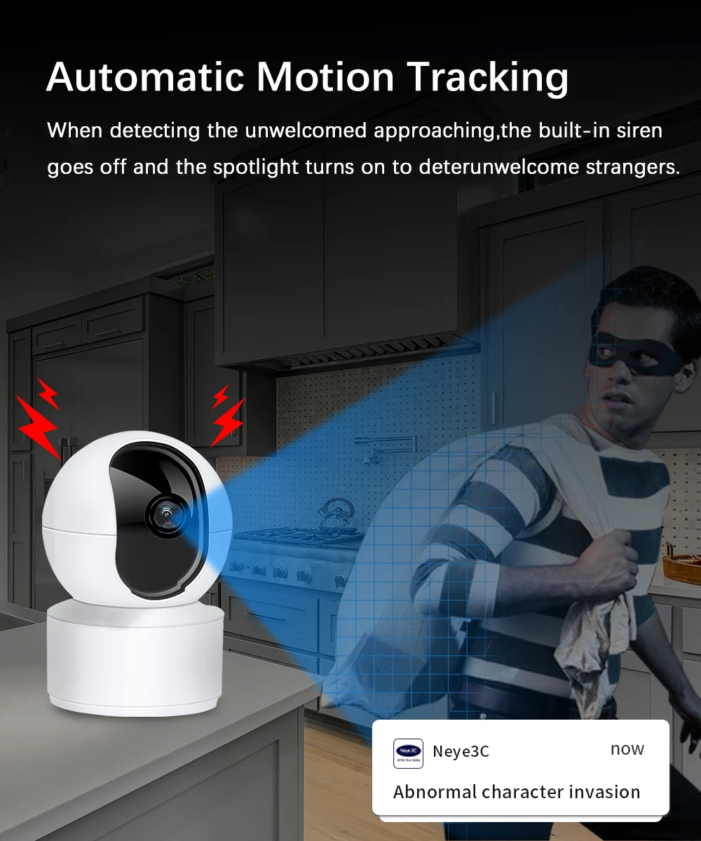 Neye 8MP 4K PTZ WiFi Camera Home Indoor Baby/Elderly Monitor with 5X Digital Zoom Camera Security Protection Camera 2