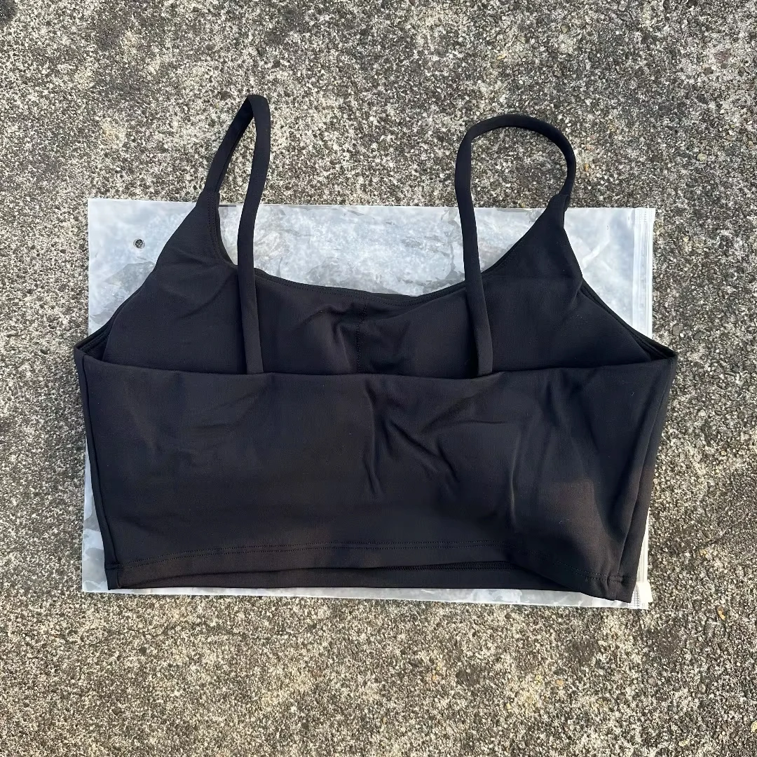 Solid Color Spaghetti Strap Fitness Sports Bra with Chest Pad