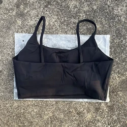 Solid Color Spaghetti Strap Fitness Sports Bra with Chest Pad - S (Black bra)