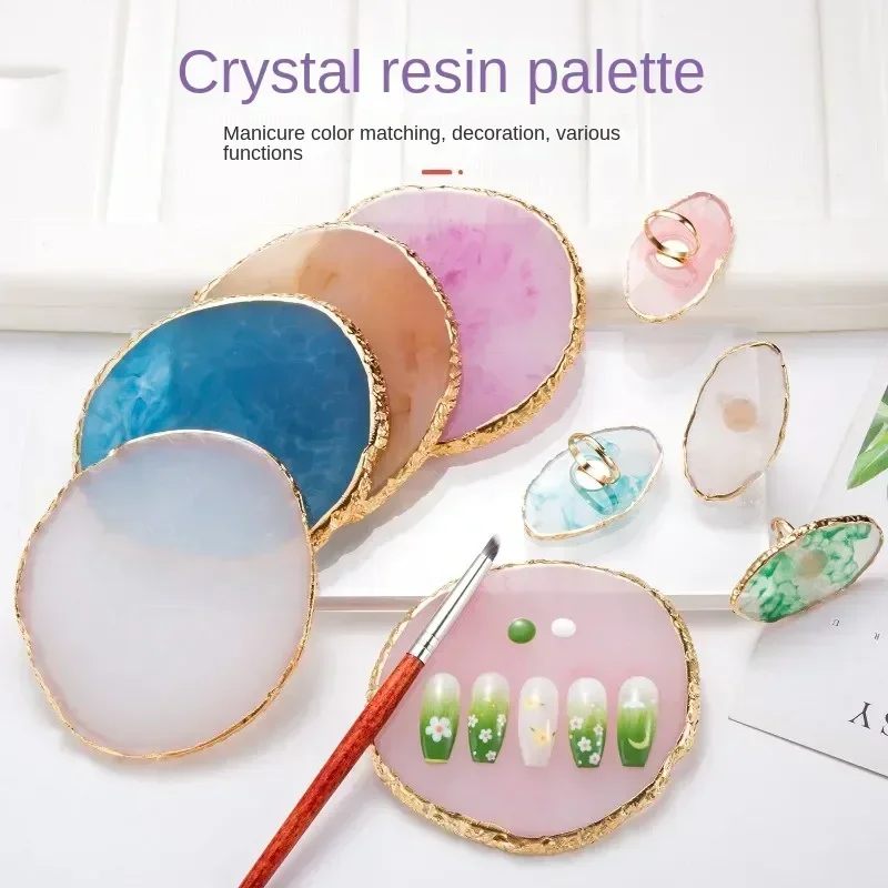 1pcs Multi Shape Resin Agate Stones Nail Art Palette Finger Ring Gel Polish  Pallet Color Mixing Display Shelf DIY Manicure Tools - AliExpress
