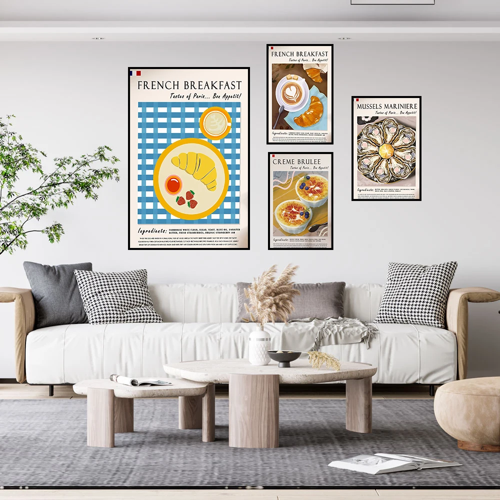 

French Yummy delicacies Canvas Painting Wall Art Posters And Prints Pictures Decoration Home Decor for Dining Room or Kitchen
