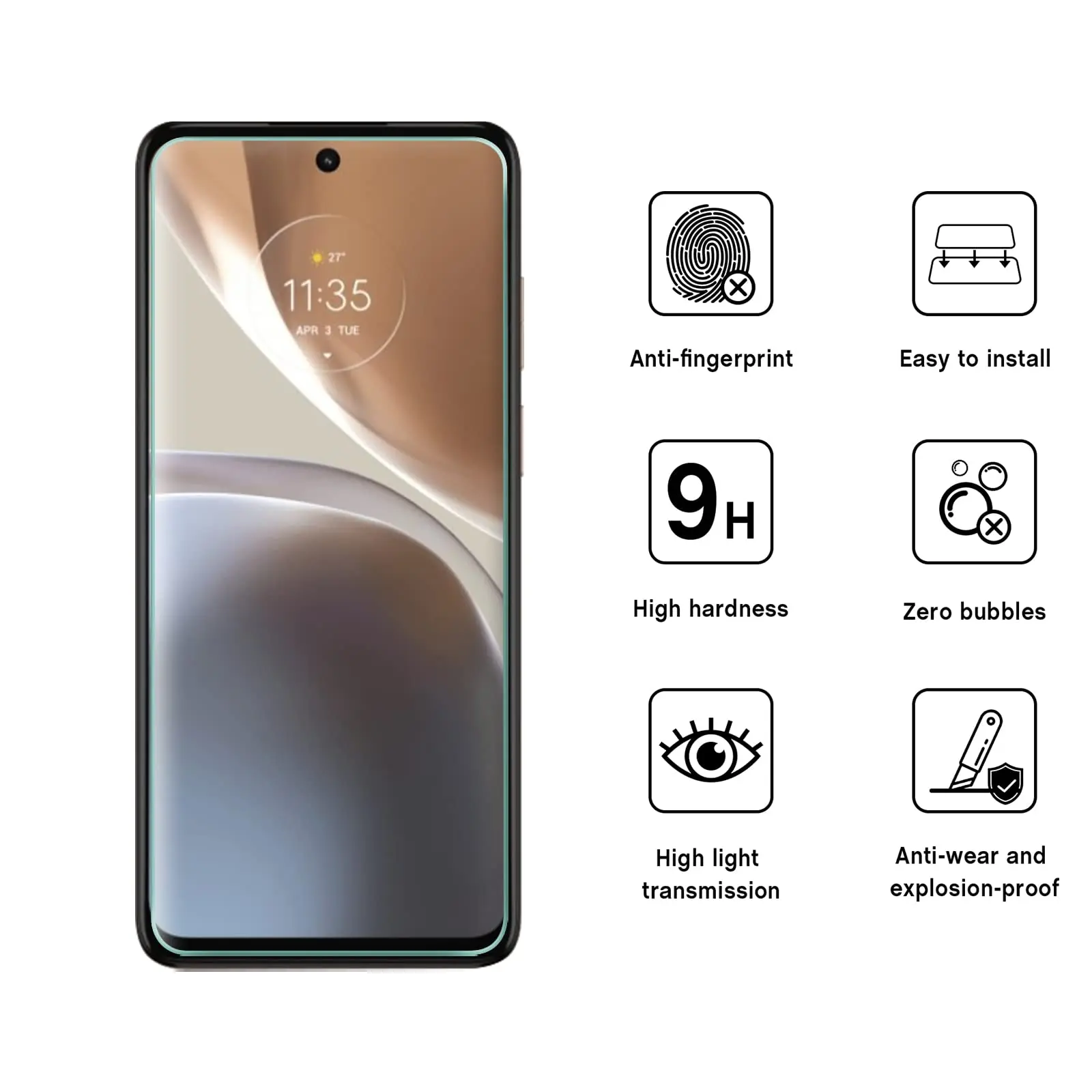 Crystal Mica 9H Tempered Glass Screen Protector - HD Clear, Transparent, Anti-Scratch
