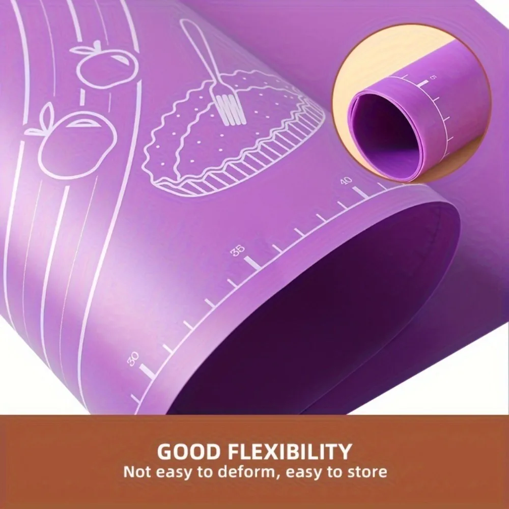 Food GradePlasticRolling Mat With Measuring Tool Non Slip Kneading Mat, Easy To Clean Non Stick Baking Mat ReusableBakingUtensil_voghion.com