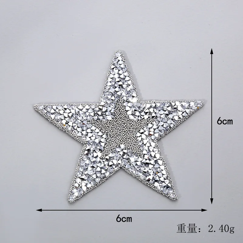 Rhinestone Star Stickers, 10Pcs Star Patches, Rhinestone Star Applique Iron  On Clothes Patches for Dress Shoes Bag Hat(AB Color)