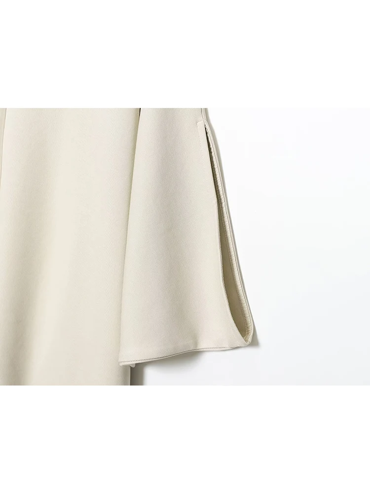 New Women Pants Set Fashion Solid Asymmetric Turtleneck Blouse Top Straight Long Trousers Ladies Short Sleeve Commuter Suits