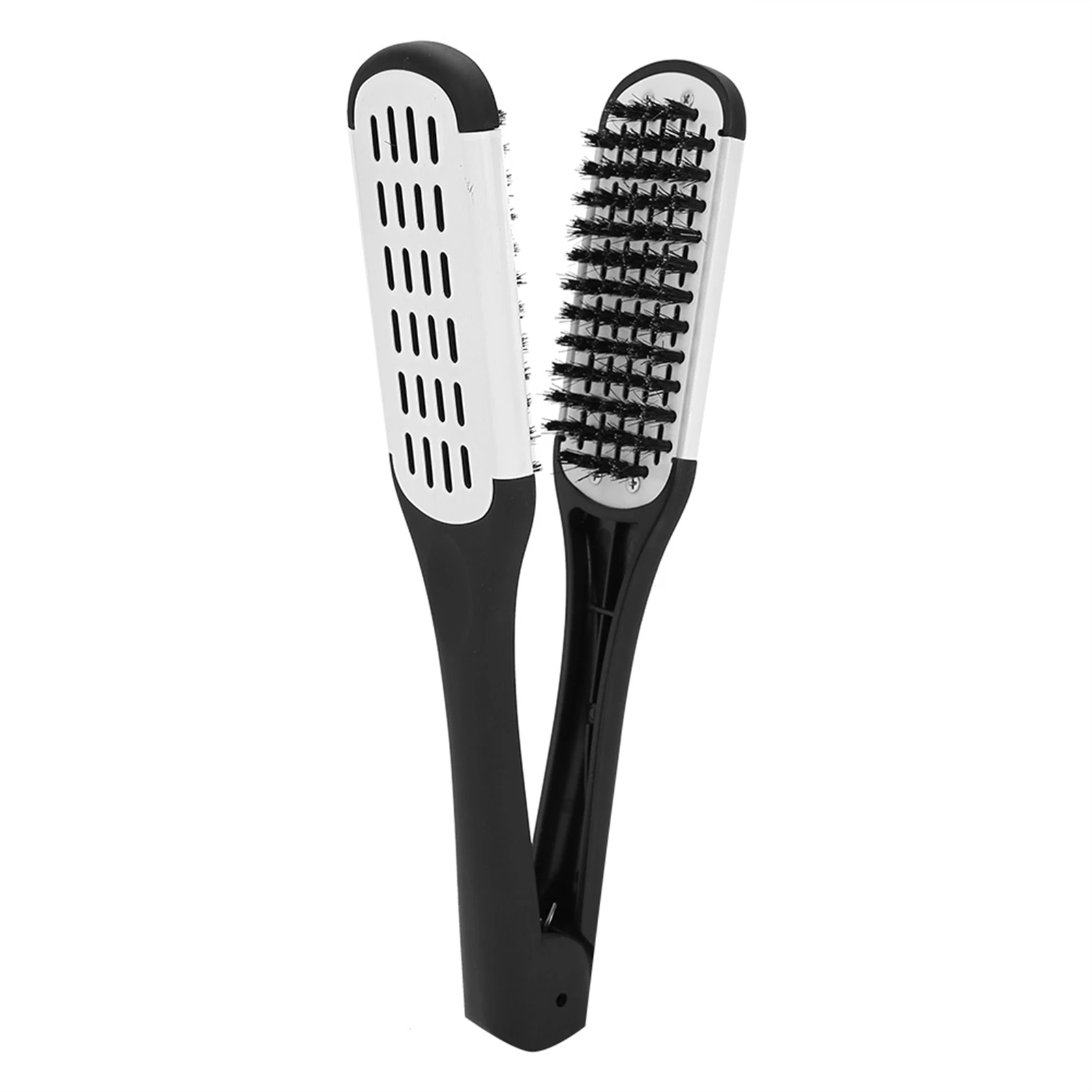 1pcs Pro Hairdressing Straightener Nylon Hair Straightening Double Brushes V Shape Comb Clamp Not Hurt Styling Tool DIY Home