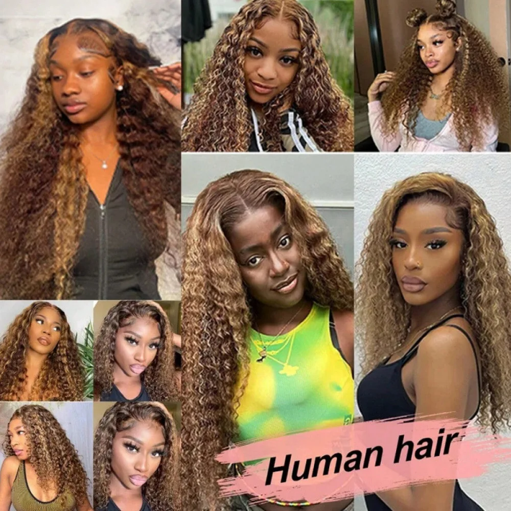 13x4 4/27 Deep Wave Human Hair Wigs 200% Density Pre Plucked Pre Lace Front Wigs with Baby Hair Glueless Wigs for Woman 26 Inch