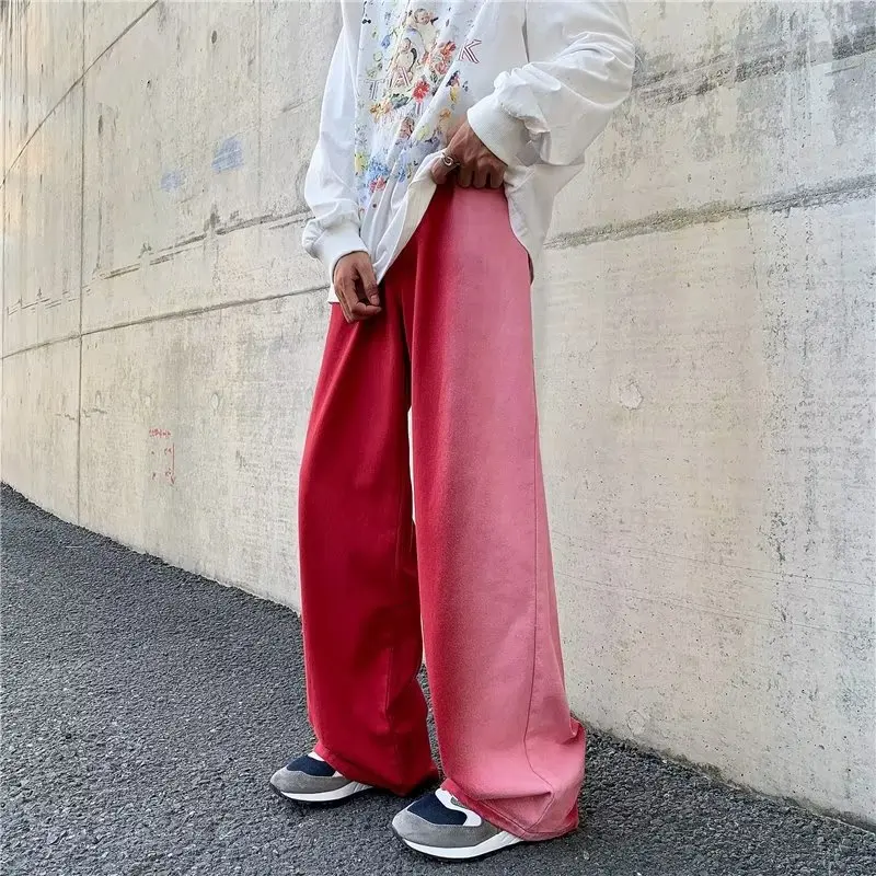 

Male Fashion Vintage Jeans Trendy American Style Gradient Straight Denim Hip Hop Pants 2023 New Men's High Street Trousers