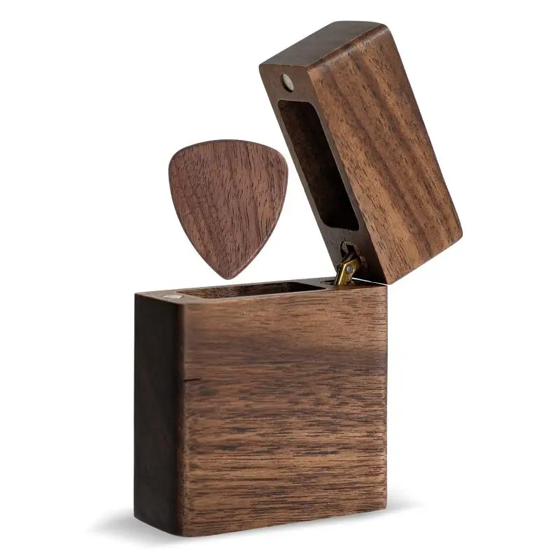 

1Pc Lighter Modeling Guitar Pick Box Solid Wood Guitar Pick Storage Box Music Gift for Beginner Guitar Accessories