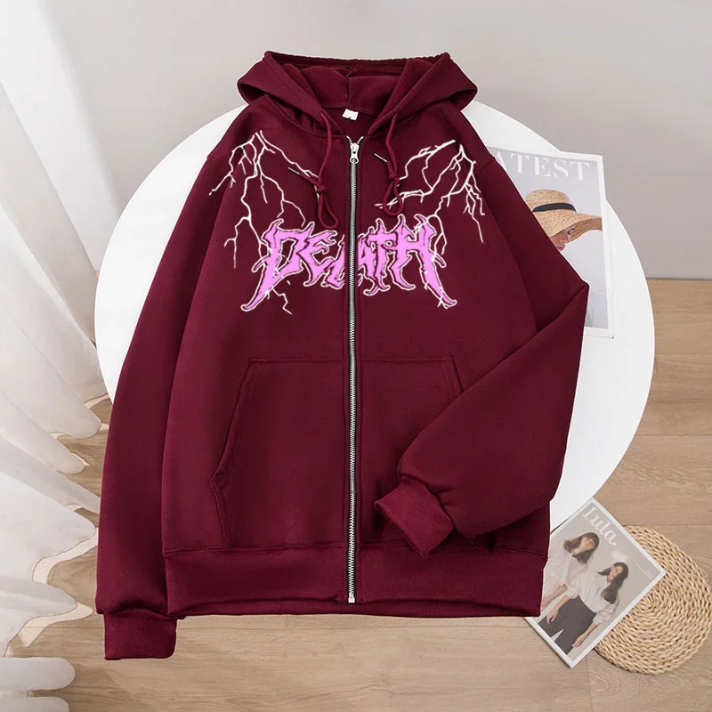 2024 New Womens Zipper Cardigan Hooded Sweatshirt Printing Outfits Fashion Casual Jogging Top Clothing Lady Versatile Sport Coat 4