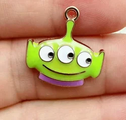 Set of 10 Gold Enamel Cartoon Charms for DIY Jewelry and Crafts (Black)