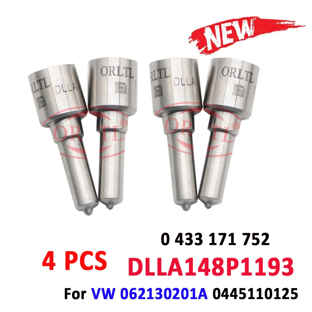 

ORLTL 4 шт. DLLA148P1193 форсунка дизельного инжектора DLLA 148 P 1193 OEM 0 433 171 752 для VW 062130201A 0445110125 0 445 110 125