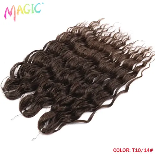 Anna Synthetic Hair 24 Inch Water Wave Braiding Hair Extensions Ombre Blonde Deep Wave Afro Curl Twist Crochet Hair for Women - Image 40