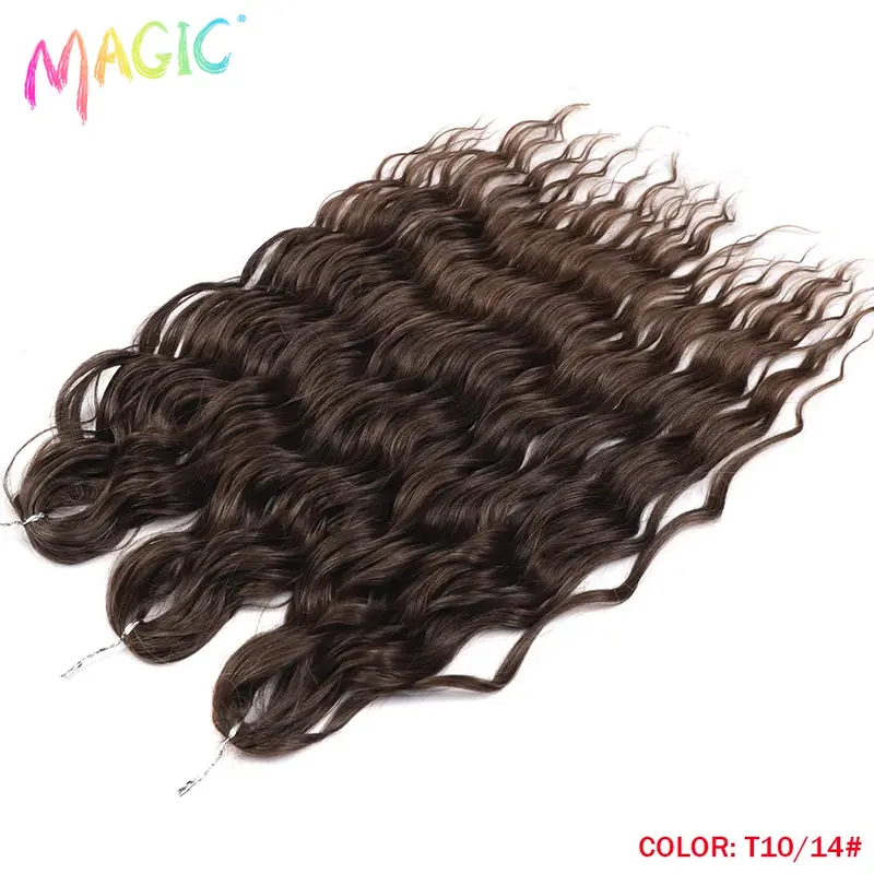 Anna Synthetic Hair 24 Inch Water Wave Braiding Hair Extensions Ombre Blonde Deep Wave Afro Curl Twist Crochet Hair for Women - Image 40