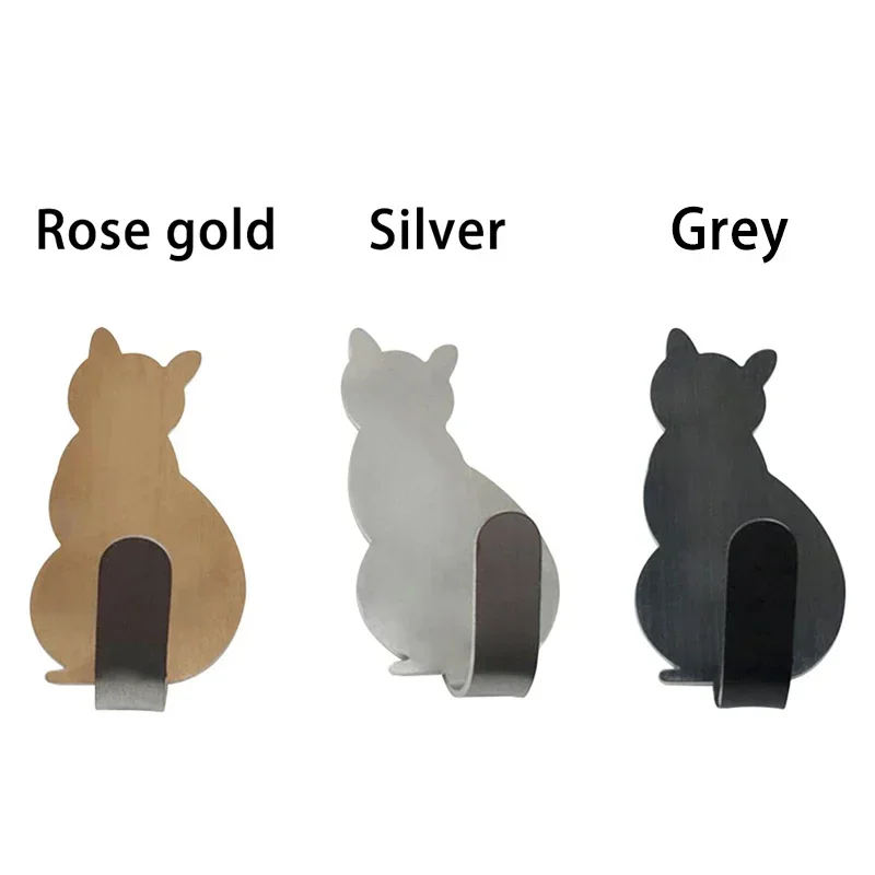 Description Picture 5 of item2pcs Self Adhesive Hooks Cat Pattern Storage Holder for Bathroom Kitchen Hanger Stick on Wall Hanging Door Clothes Towel Racks