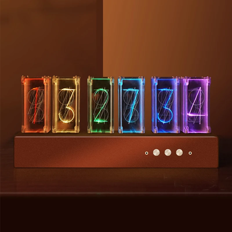 Glow Tube 3D Digital Clock Led Suspension Time Electronic Desk Imitation Fluorescent Creative Light Decorative |