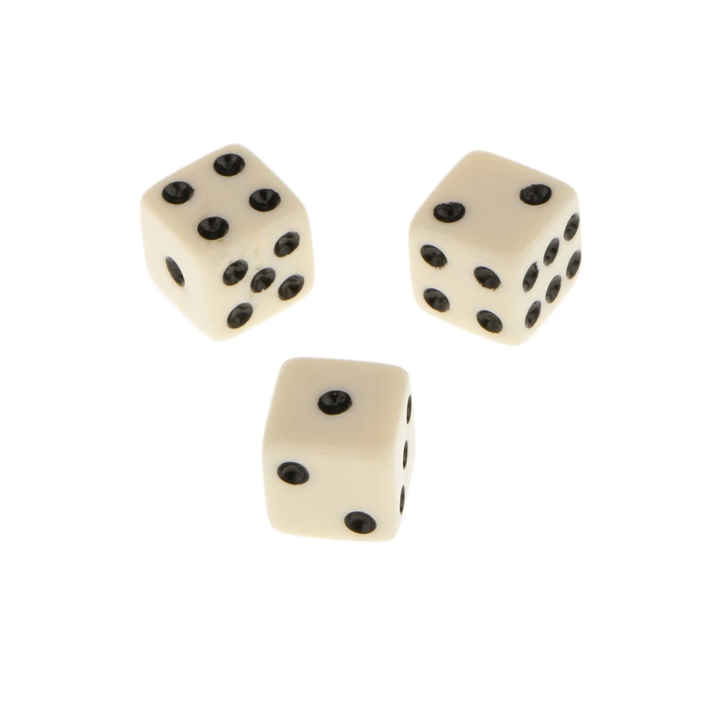 12mm 50Pcs Opaque Acrylic Six Sided Spot Dice Games Spot Dice for Table Game Party Games Toys Gift 6 Colors