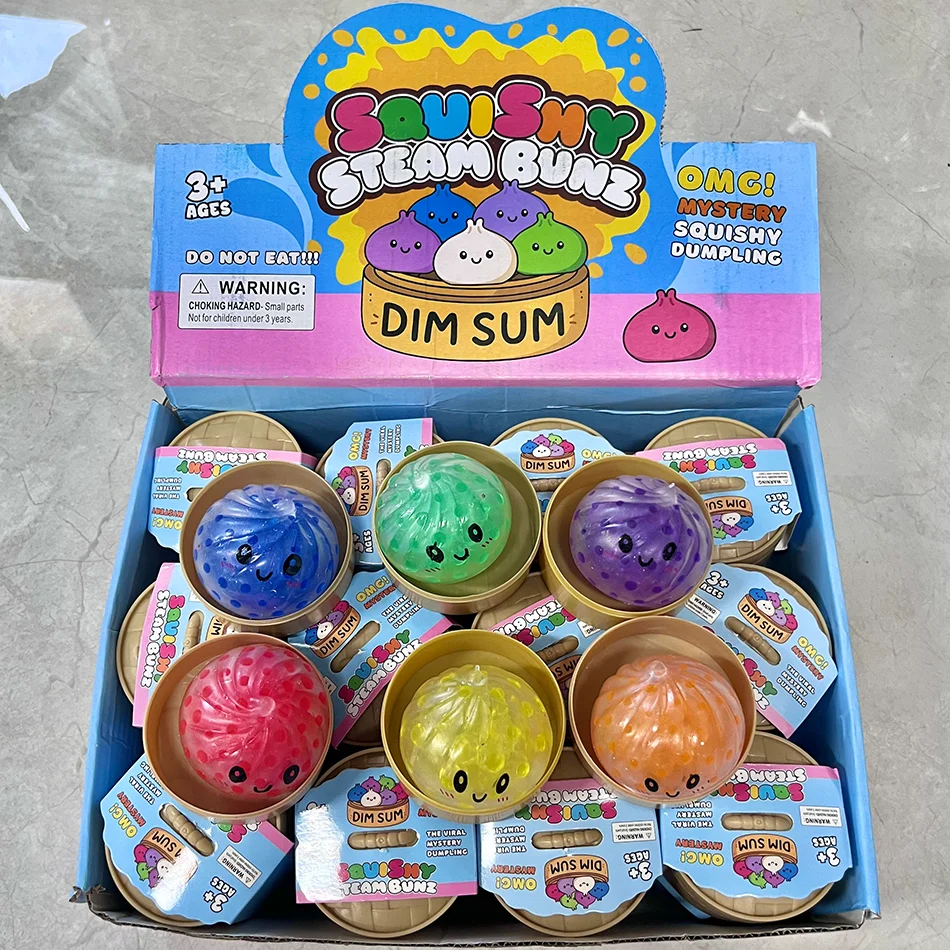 Vibrant Mini Glitter Dumpling Squishy Stress Relief Toy Set