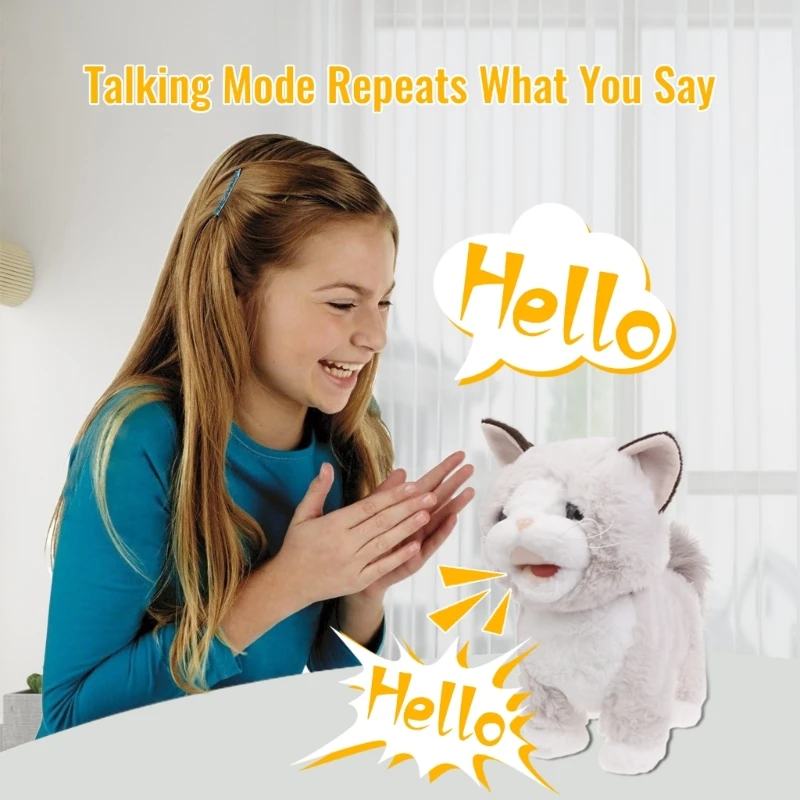 Walking Kitten Toy Music Animal Plush Toy Toddler Crawling Learning
