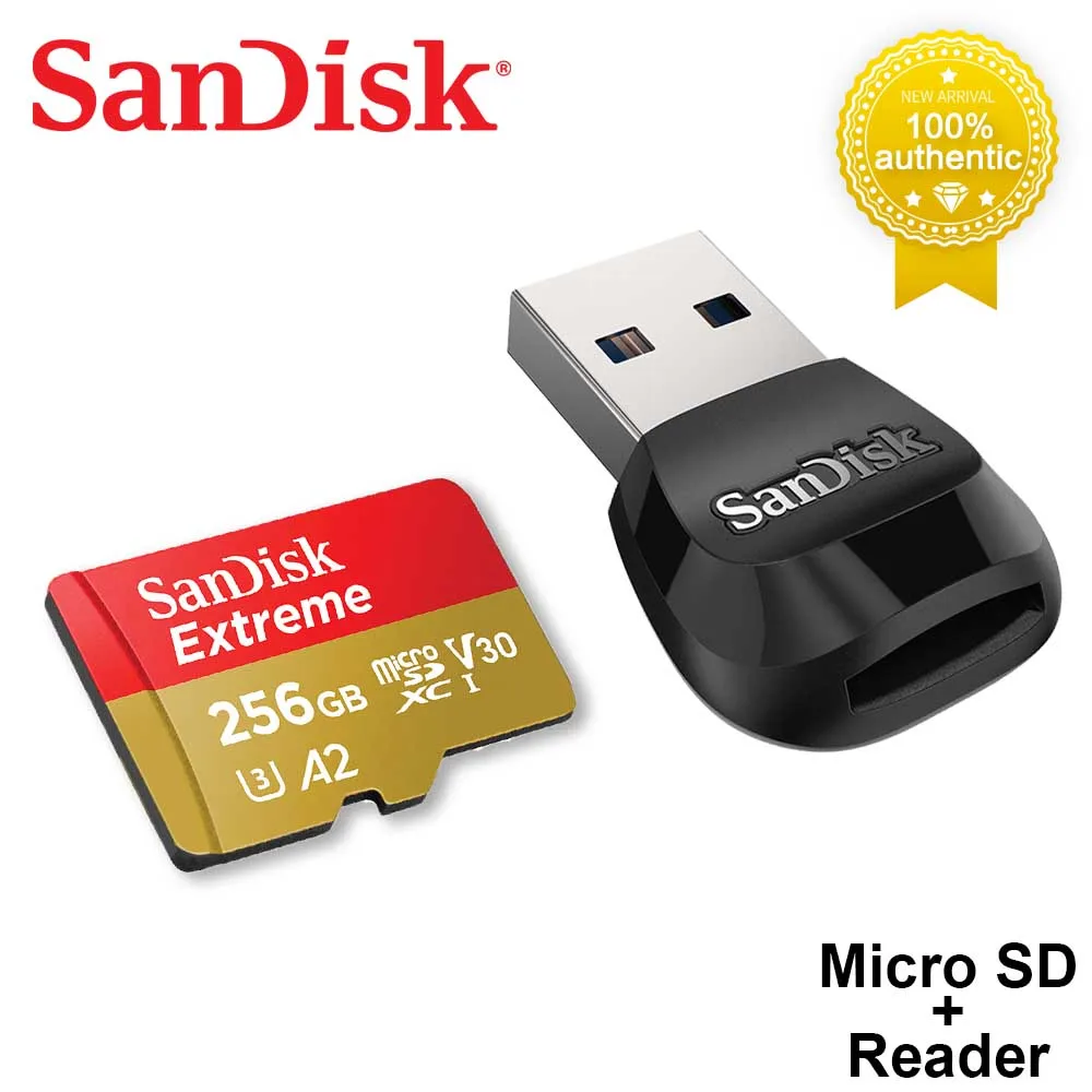 SanDisk A2 Extreme Micro SD Card MobileMate USB 3.0 microSD Card Reader Memory Cards C10, U3, V30, 4K TF Card for Camera Drone 