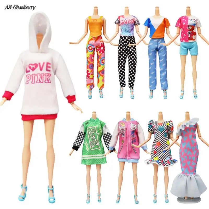 

1 комплект модных нарядов для куклы 1/6 повседневная юбка жилет рубашка брюки платье аксессуары для кукольного домика одежда