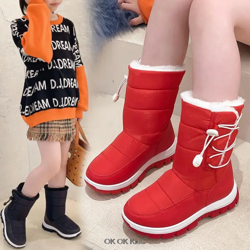 Nieuwe Prinses Meisjes Herfst Winter Snowboots Water Antislip Fashion  Meisjes Verdikte Thermische Schoenen Maat 28 36 rood Zwart| | - AliExpress
