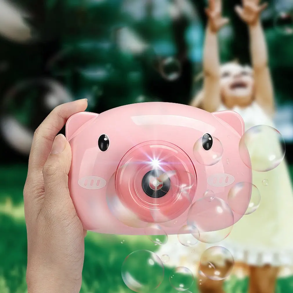 2022 Cute Cartoon Pig Camera Kids Baby Bubble Machine Outdoor Automatic