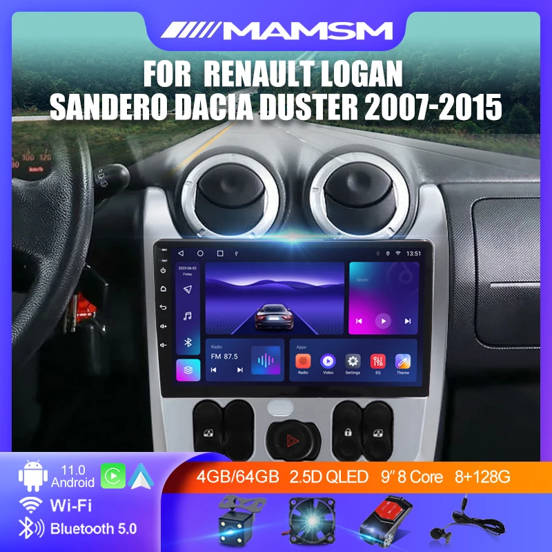 

Автомагнитола на Android 12, мультимедийный видеоплеер для Renault Logan, Sandero, Dacia, Duster 2007-2015, 2 Din, GPS-навигация, стерео, DVD