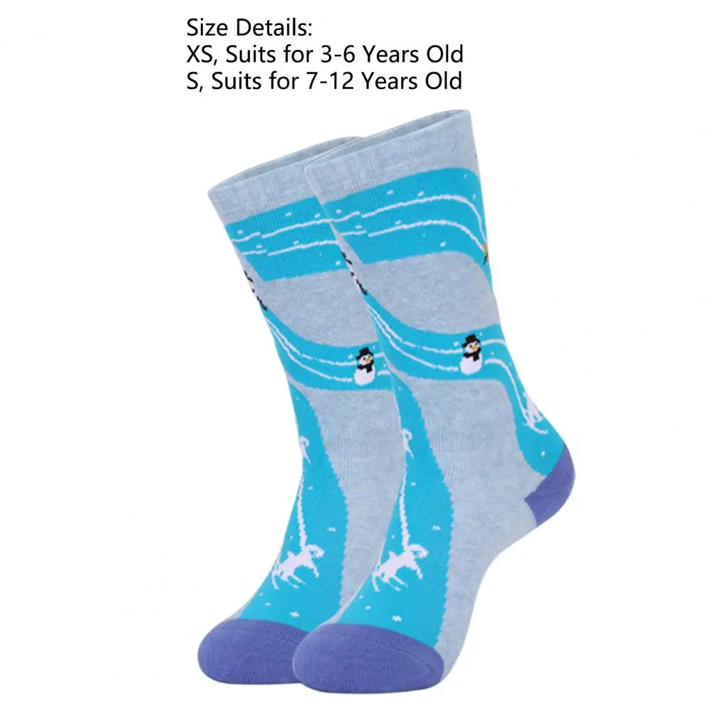 1 Pair Christmas Snow Socks High Elastic Antifriction Non-Slip Cuff Kids Ski Socks Winter Warm Thermal Snow for Winter