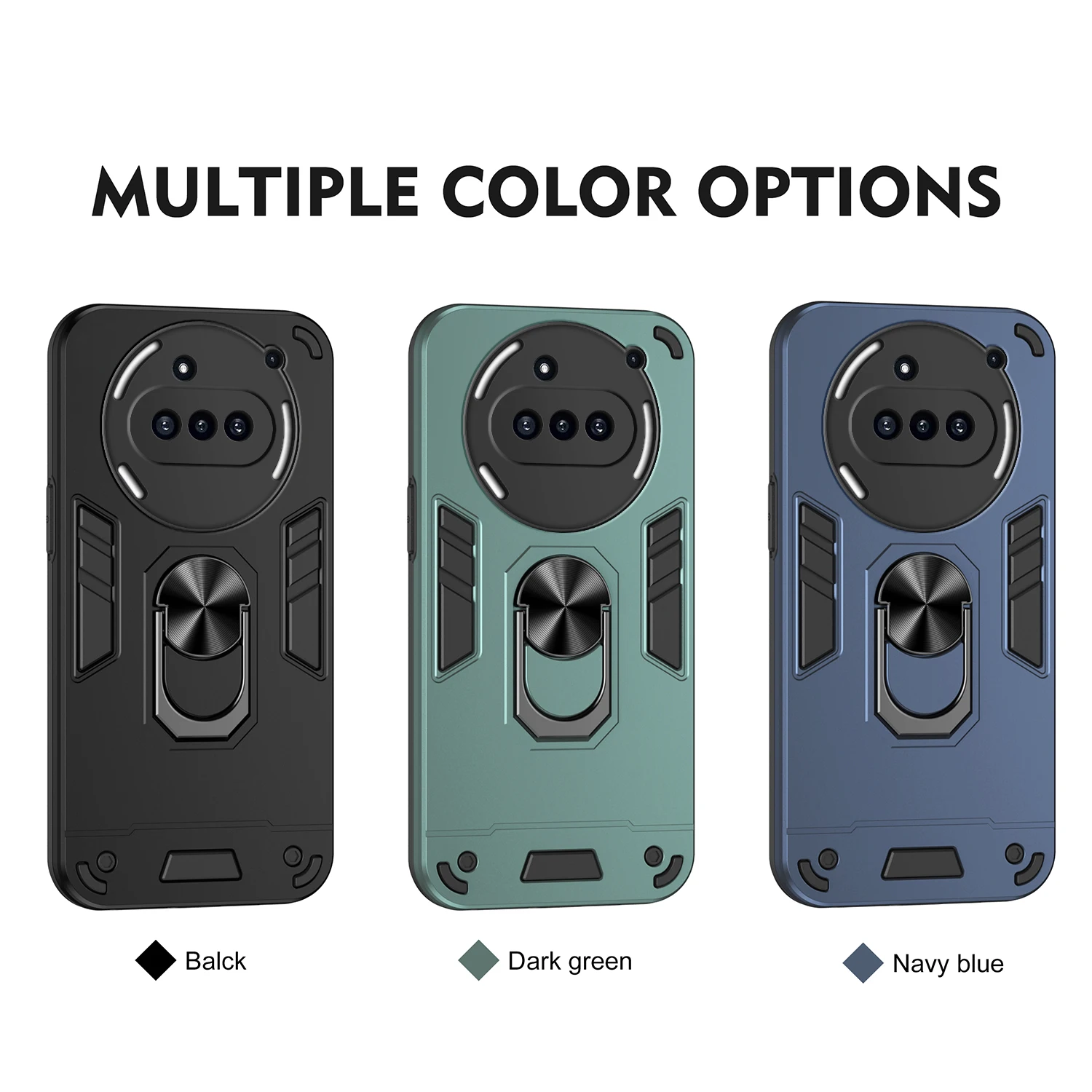 Rugged Shockproof Case with Stand & Ring Holder - Military Armor Protection