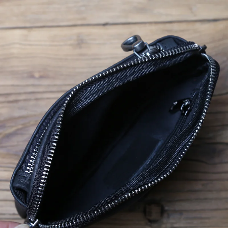 Genuine Leather Men's Mobile Phone Waist Bag Top Layer Cowhide Multifunctional Coin Card Holder  6.7 Inch Mobile Phone Bag NZPJ