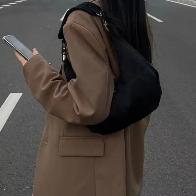 Women Retro Underarm Bag Armpit Small Shoulder Bag Soft Hobos Y2k Female Black Purse Fashion Girls Crescent Handbag 2026 New