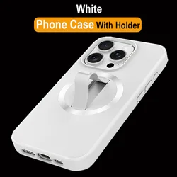 Enhanced Wireless Charging Case with Ring Holder for iPhone - Sleek and Durable Phone Protector (White)
