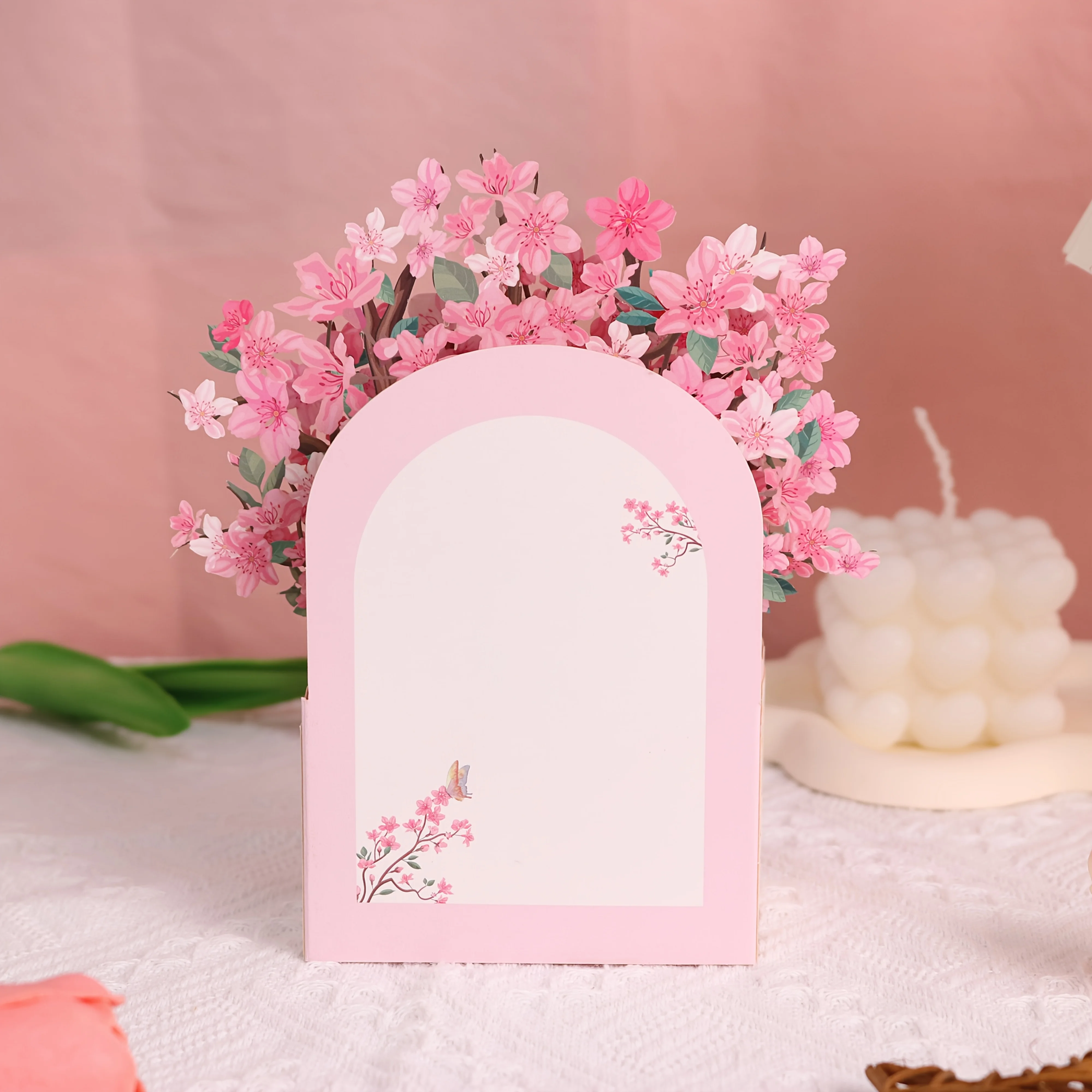 1pc 3D Sakura Flower Box, Sakura Greeting Card, Birthday Flower Box with Envelope, Birthday Gift for Friends
