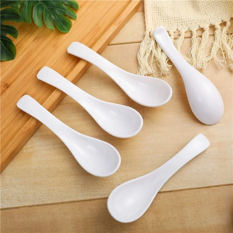 Japanese Imitation Porcelain Pattern Spoon Household Kitchen Accessories Black Melamine Korean Spoon Lamian Noodles porcelain spoon
