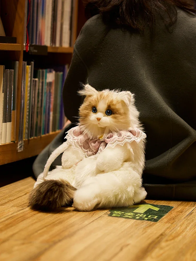 Ragdoll Cat Backpack Handheld and Crossbody Cat Backpack Handmade Simulation Cute Pet Carrying Goods