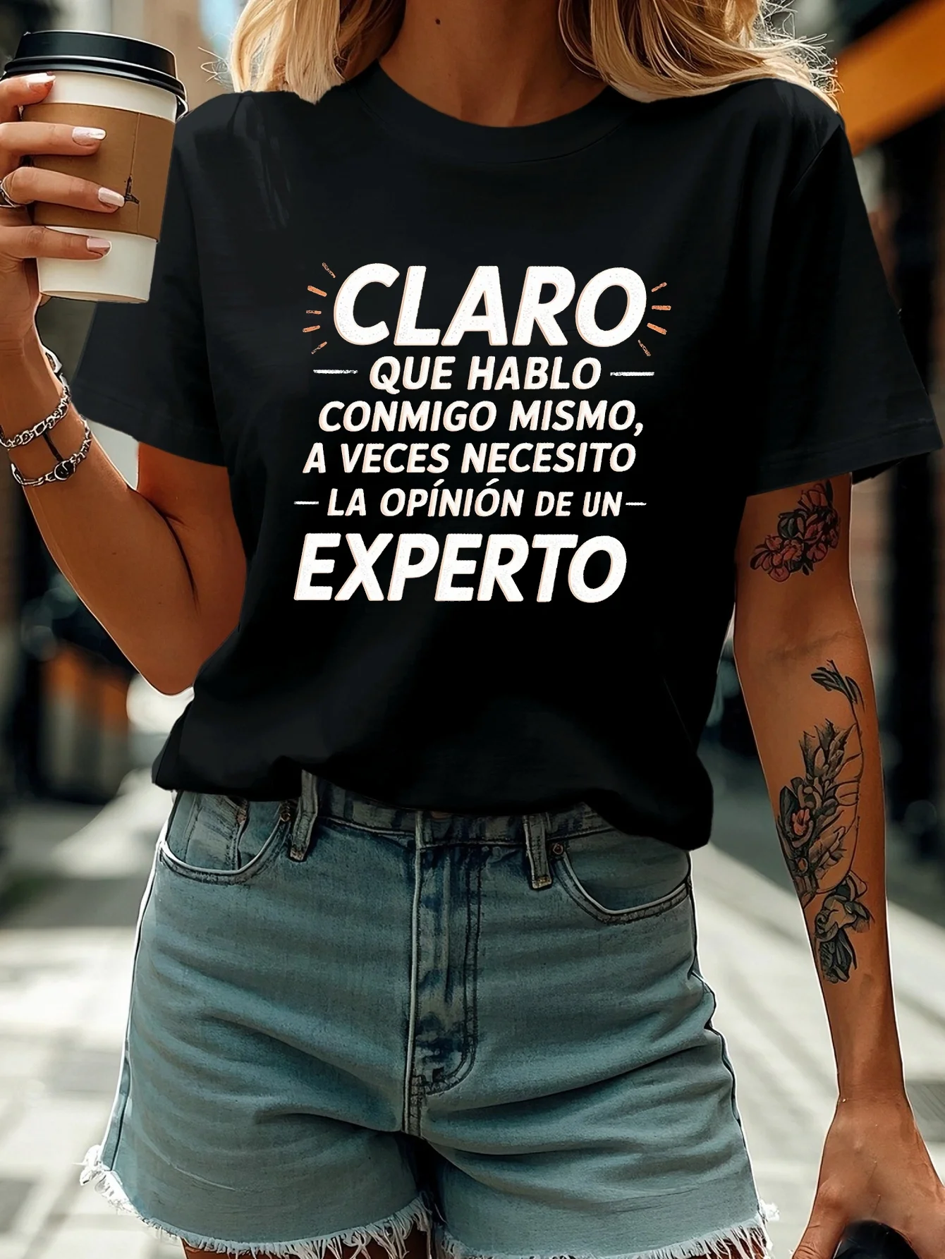 Women's Aesthetics T-shirt CLARO QUE HABLO CONMIGO MISMO Spanish Letter Print Casual Daily Summer Short Sleeve Round Neck Tee
